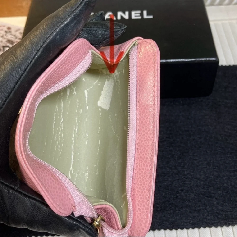 Chanel Caviar Leather Mini Pink Pouch
